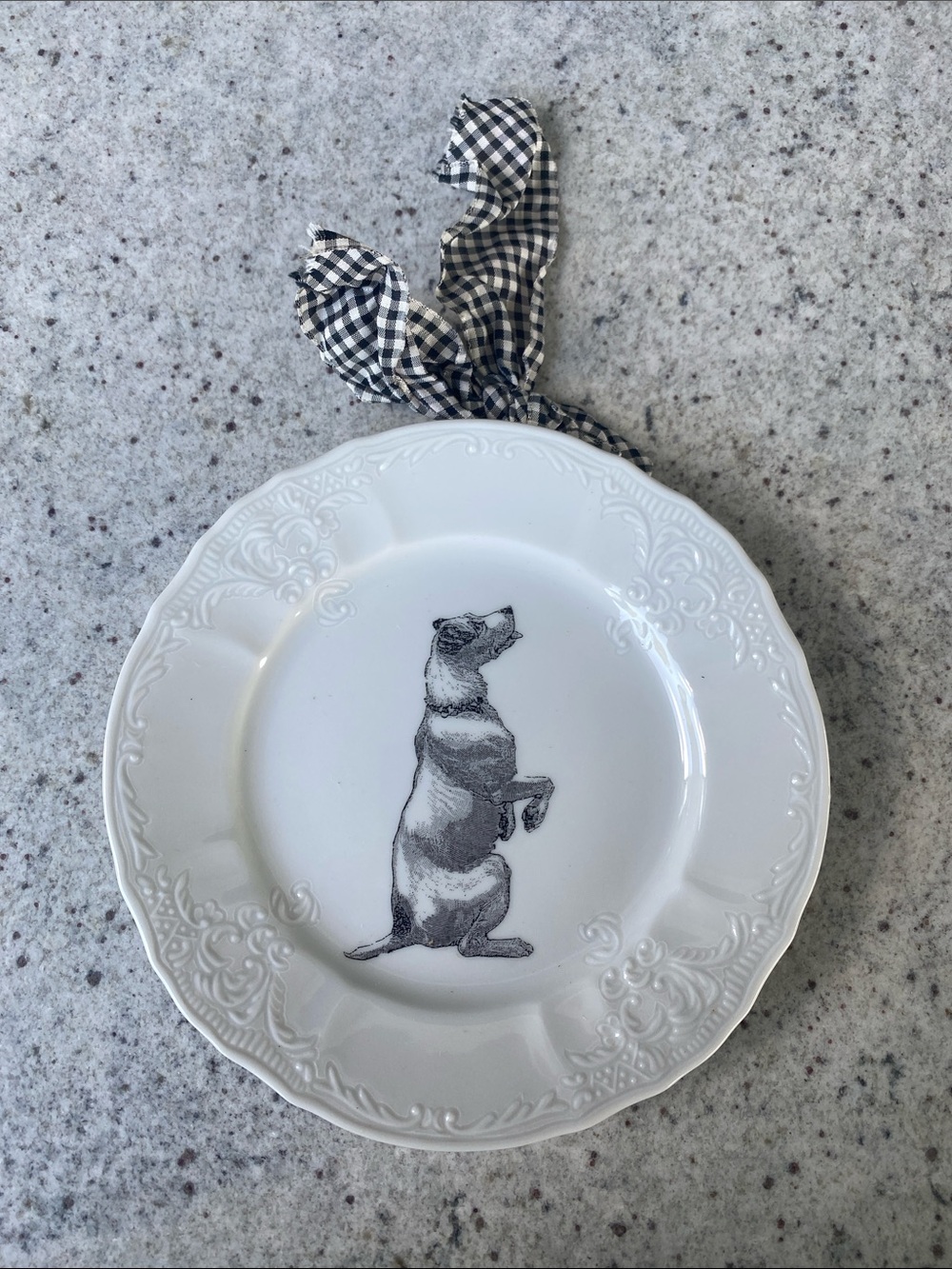 White Decorative Dog Plate - Home Dining Accent